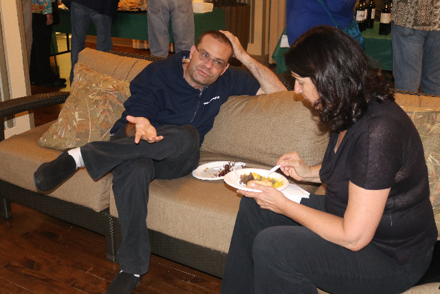 Aaron Kruase talks with Susan Cohn. 